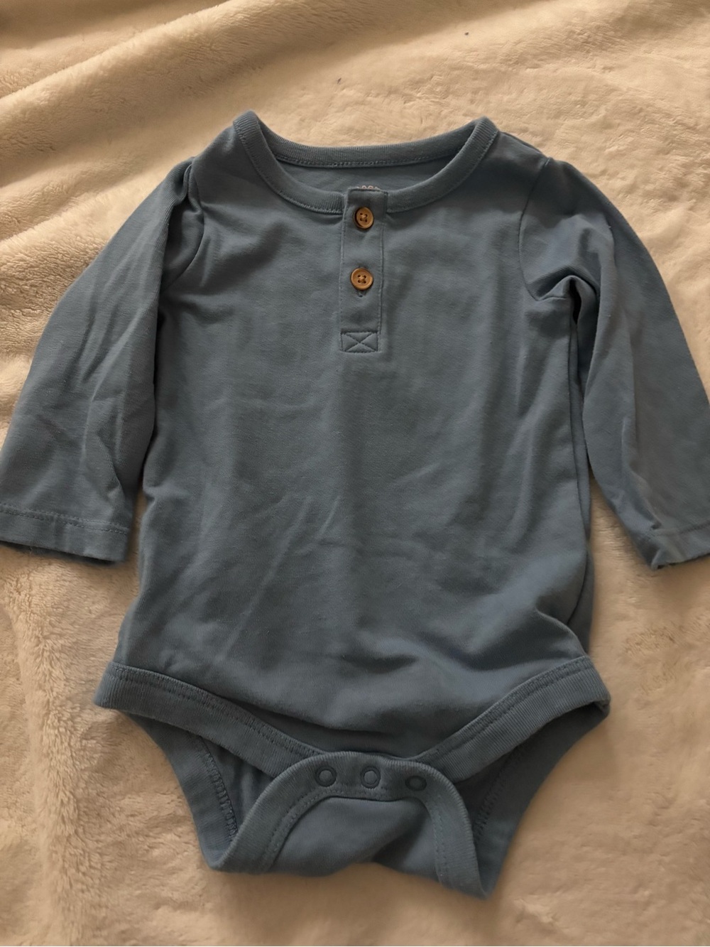 Soft Blue Long-Sleeve Baby One-Piece Bodysuit
